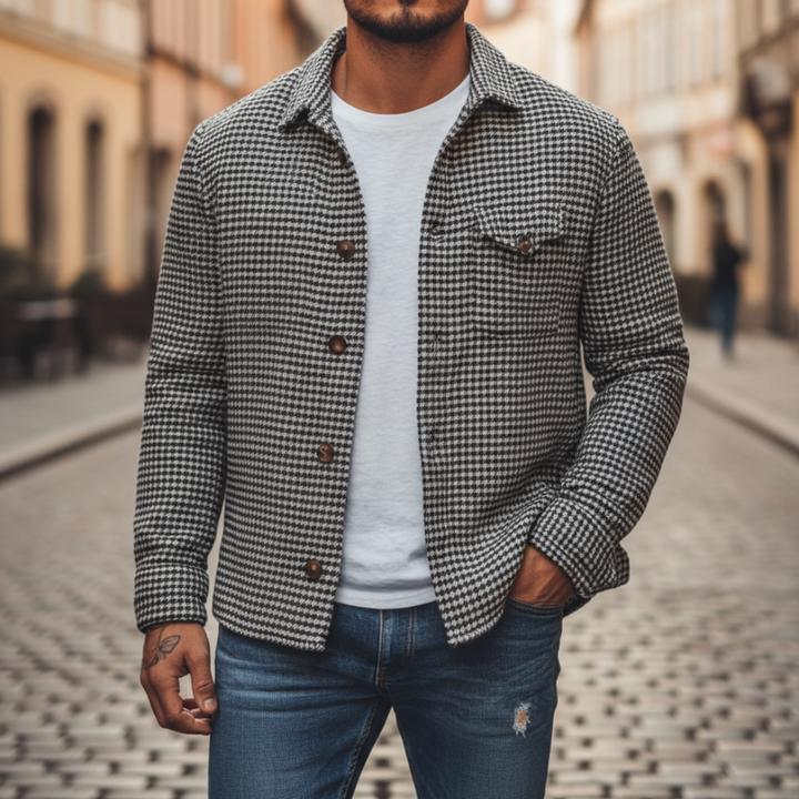 Giacca Uomo Lana Pied de Poule Bottoni