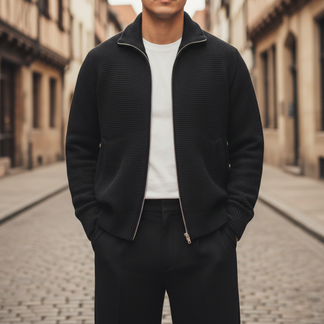 Giacca Uomo Lana Maglia Zip