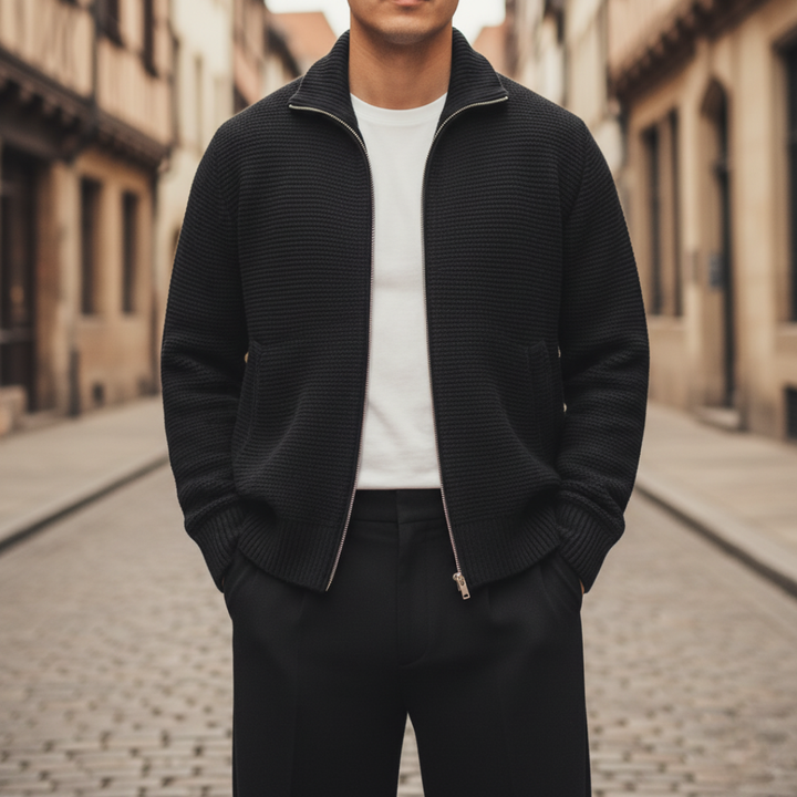 Giacca Uomo Lana Maglia Zip