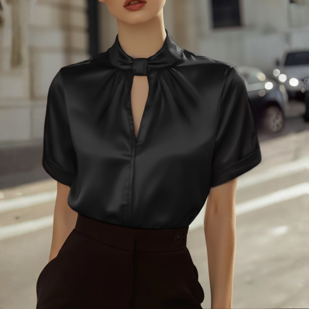 Blusa Donna Collo Alto Simile Seta
