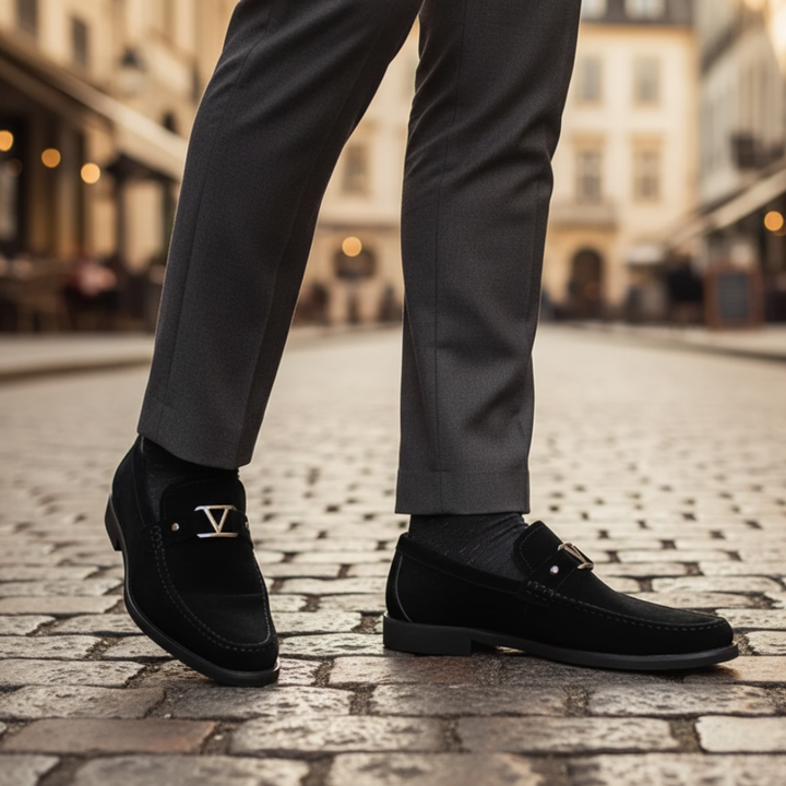 Scarpe Uomo Mocassini con Fibbia Metallica