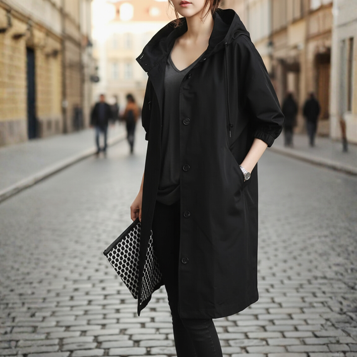 Cappotto impermeabile da donna con cappuccio