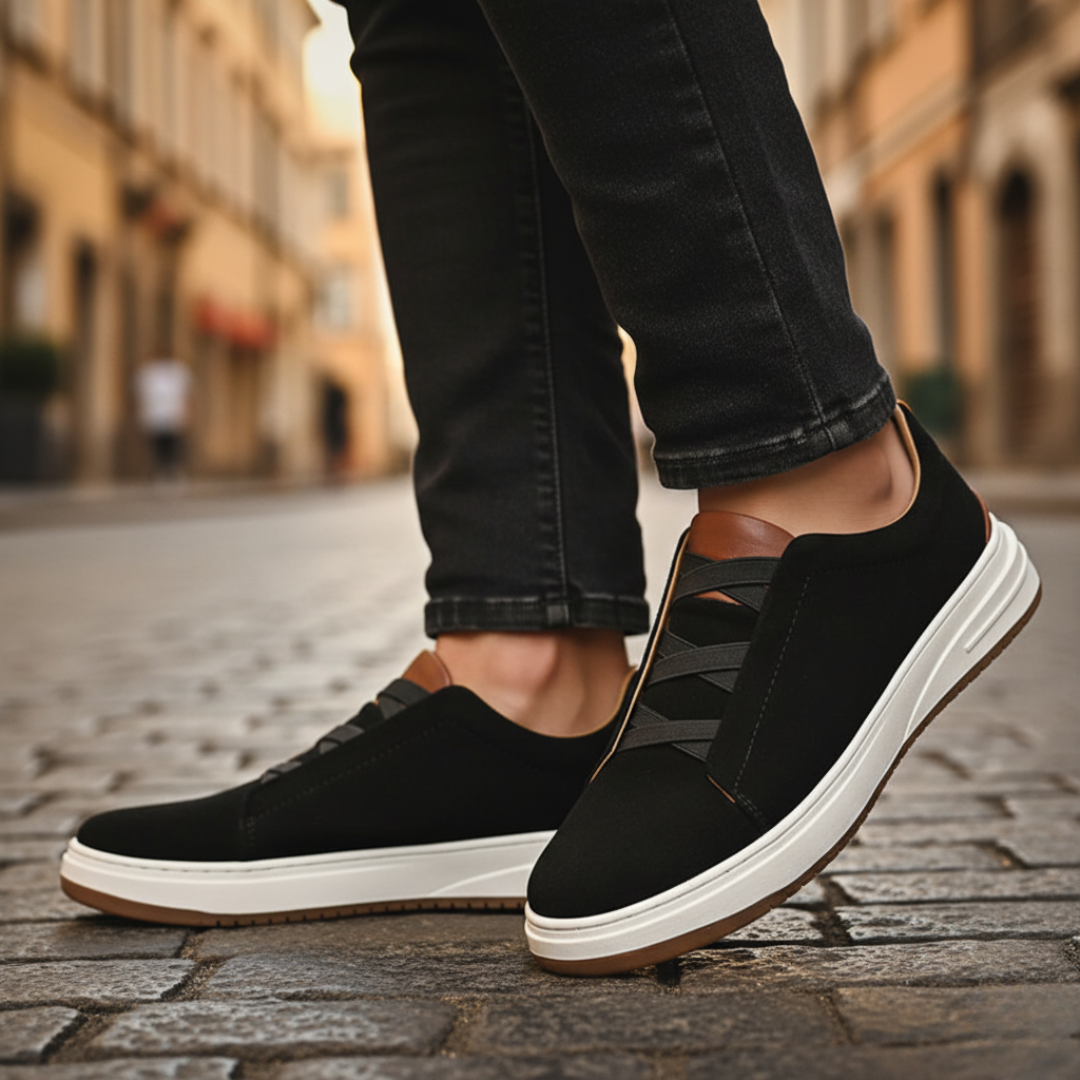 Scarpe Uomo in Tessuto con Suola Bianca