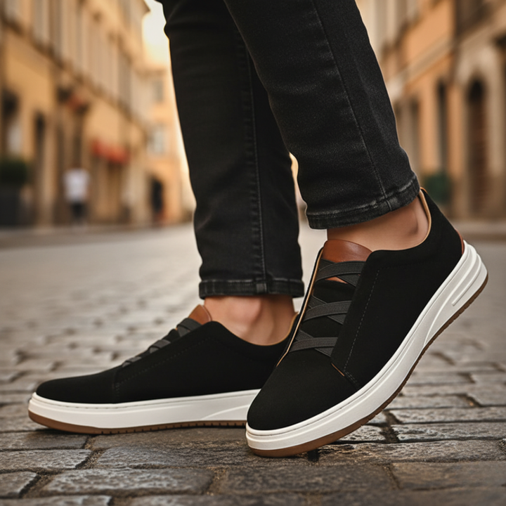 Scarpe Uomo in Tessuto con Suola Bianca