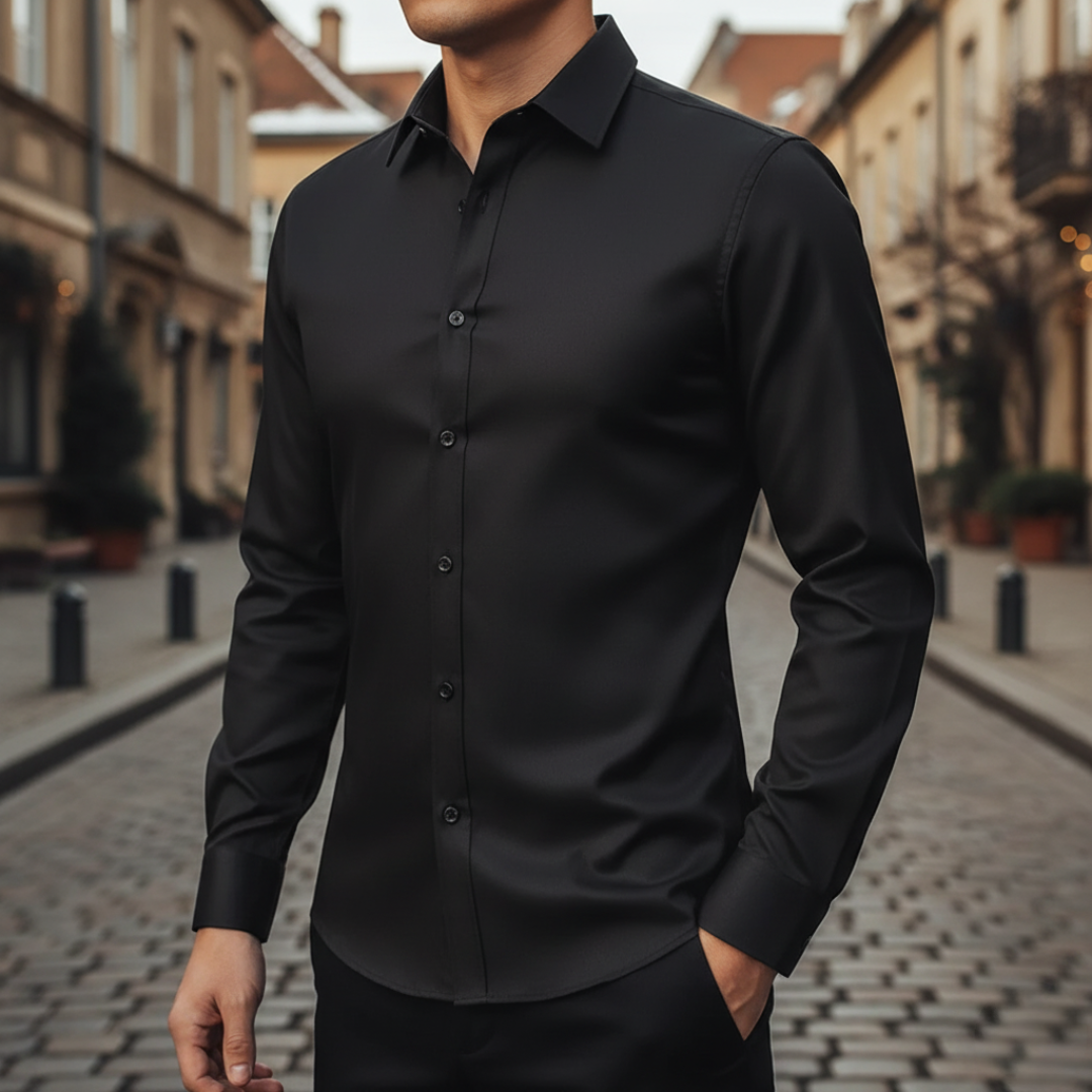 Herren Slim Fit Hemd mit langen Ärmeln