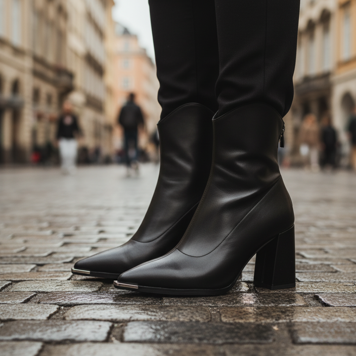 Stivaletti Donna in Pelle Sintetica con Tacco