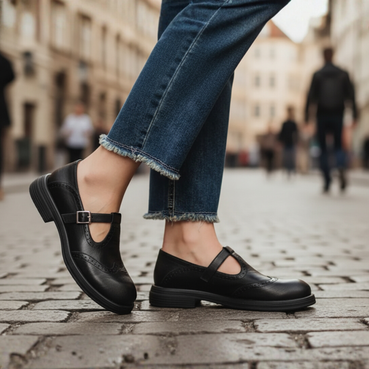 Scarpe donna tacco basso con cinturino