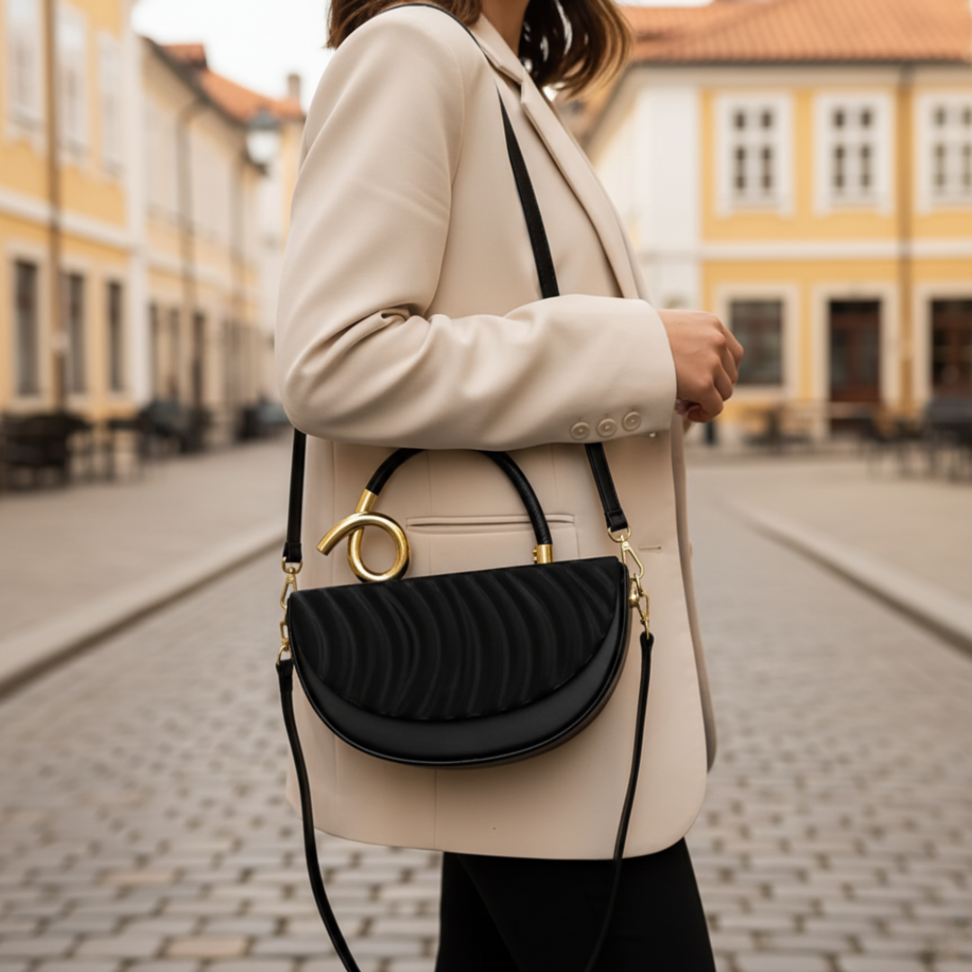 Women's Handbag with Gold Handle