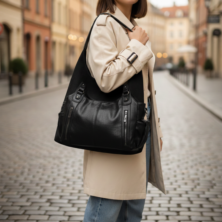 Large women's leather-effect shoulder bag