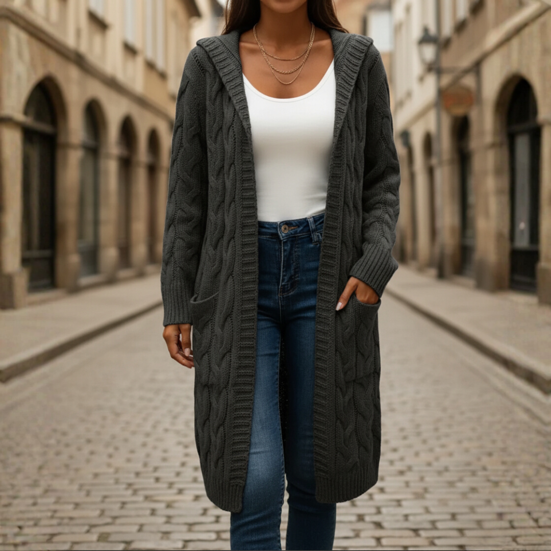 Cardigan Donna Lungo Con Tasche