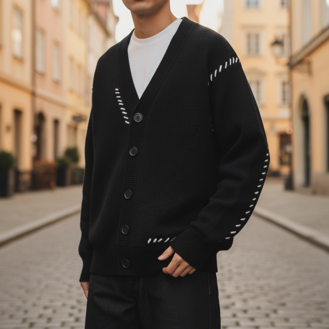 Cardigan Uomo in Tessuto con Bottoni