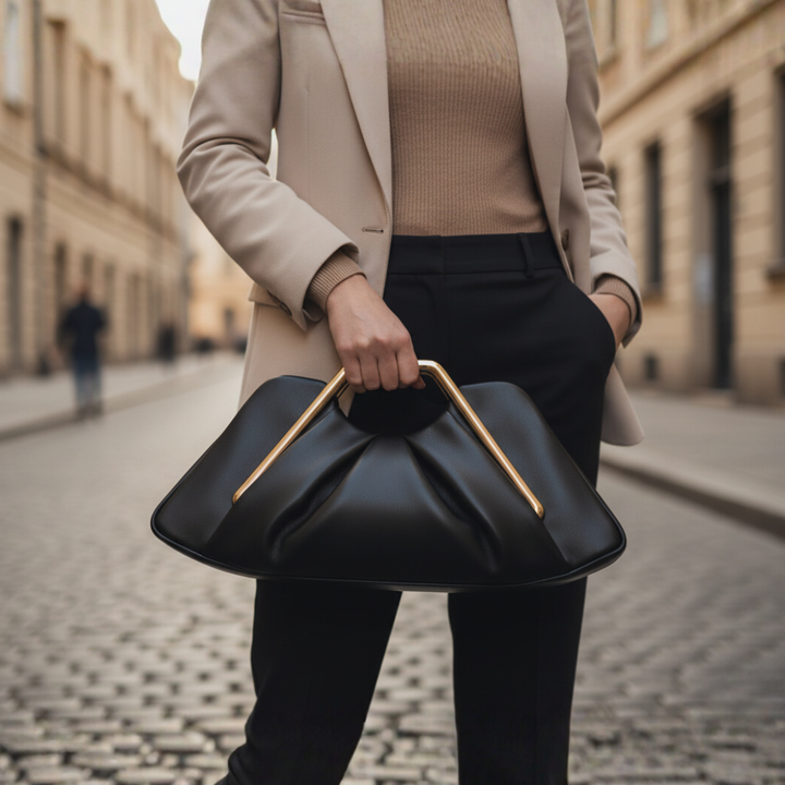Borsa Donna con Manico Oro in Ecopelle