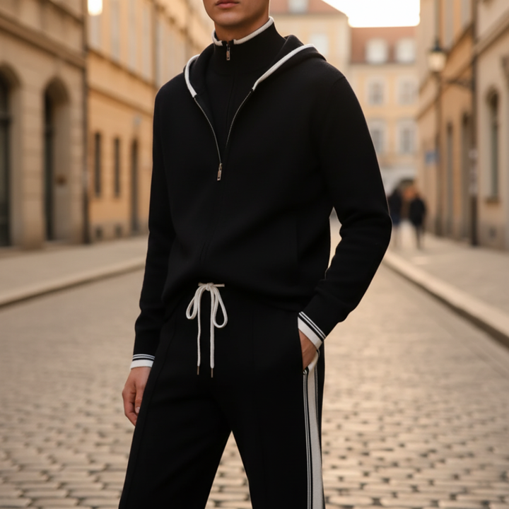 Men's Tracksuit Set with Hood in Soft Yarn