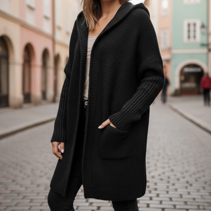 Cardigan con cappuccio per donna
