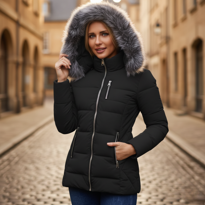 Piumino Donna Invernale Cappuccio Pelliccia Sintetica