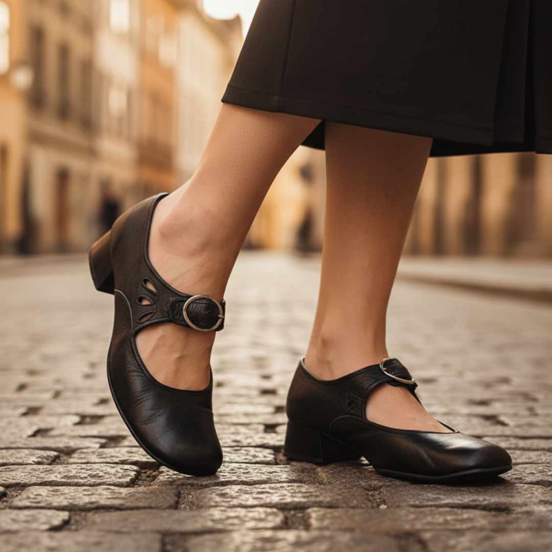 Scarpe Donna con Tacco e Cintura in Ecopelle
