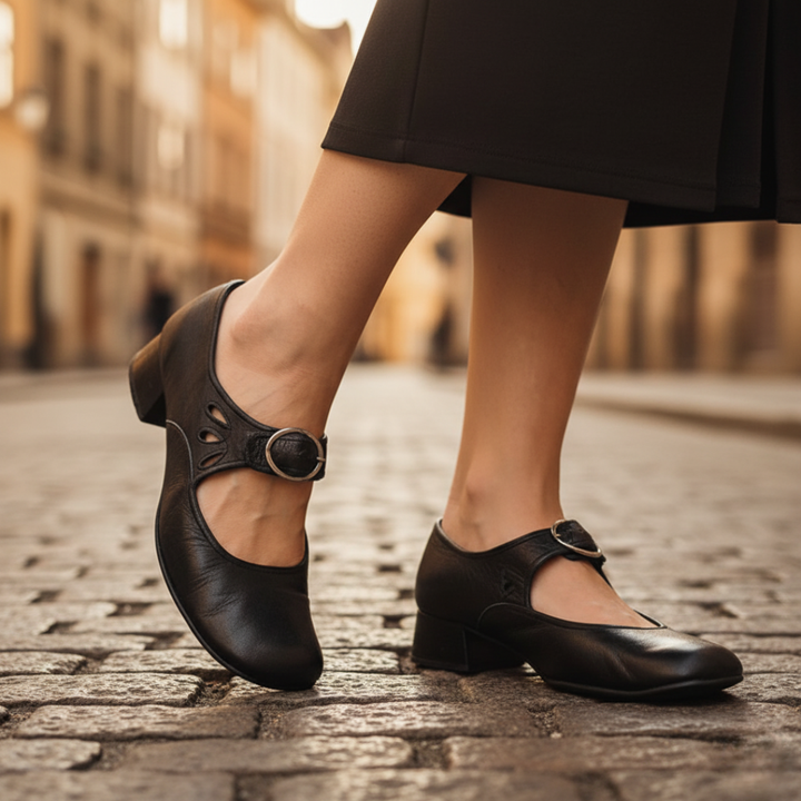 Scarpe Donna con Tacco e Cintura in Ecopelle
