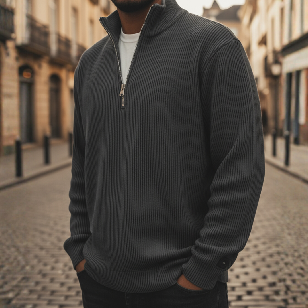 Maglione Uomo Collo Alto Zip in Maglia