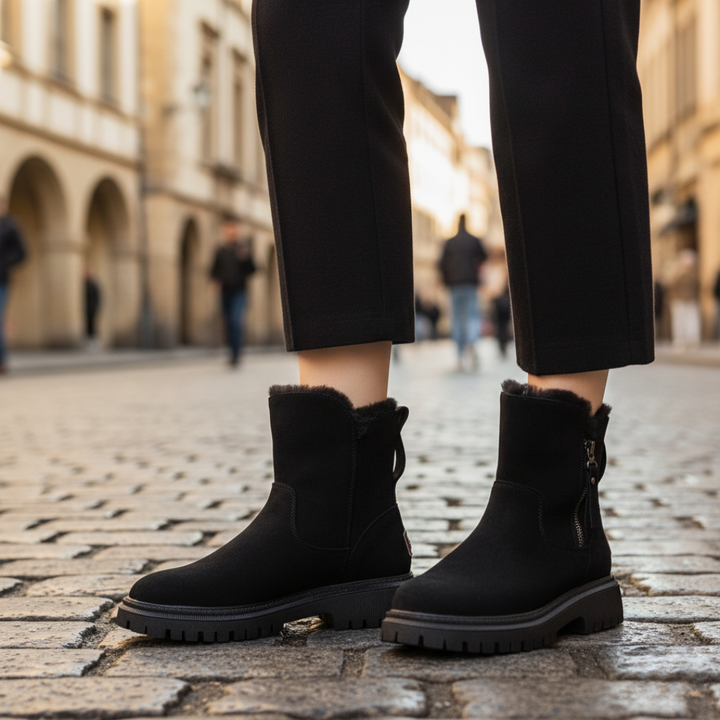 Stivaletti da donna con zip e pelliccia