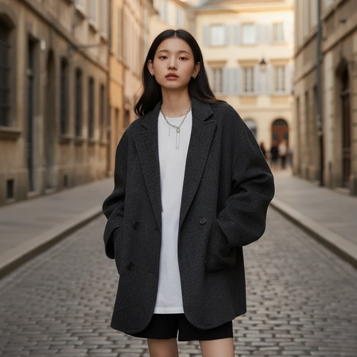 Giacca Donna Tessuto Caldo Collo Classico