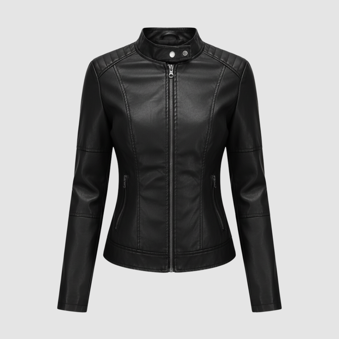 Giacca biker da donna con colletto alla coreana