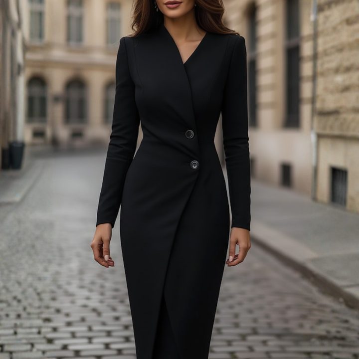 Abito Donna Slim Fit Tessuto Stretch Bottoni