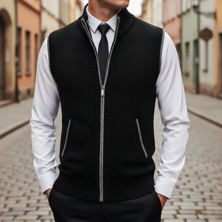 Gilet Uomo Maglione Zip Collo Alto
