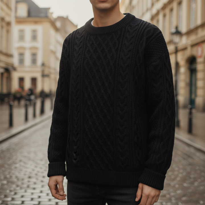 Maglione Uomo a Trecce Girocollo in Filato Morbido