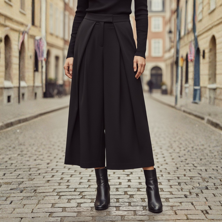 Pantaloni Donna Pleated Fascia Alta Tessuto