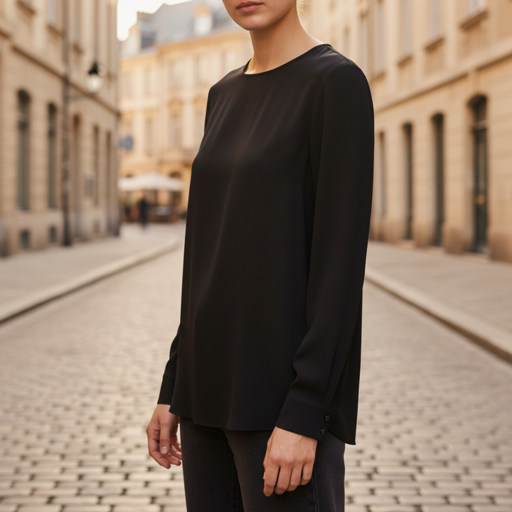 Top Donna Maniche Lunghe Tessuto