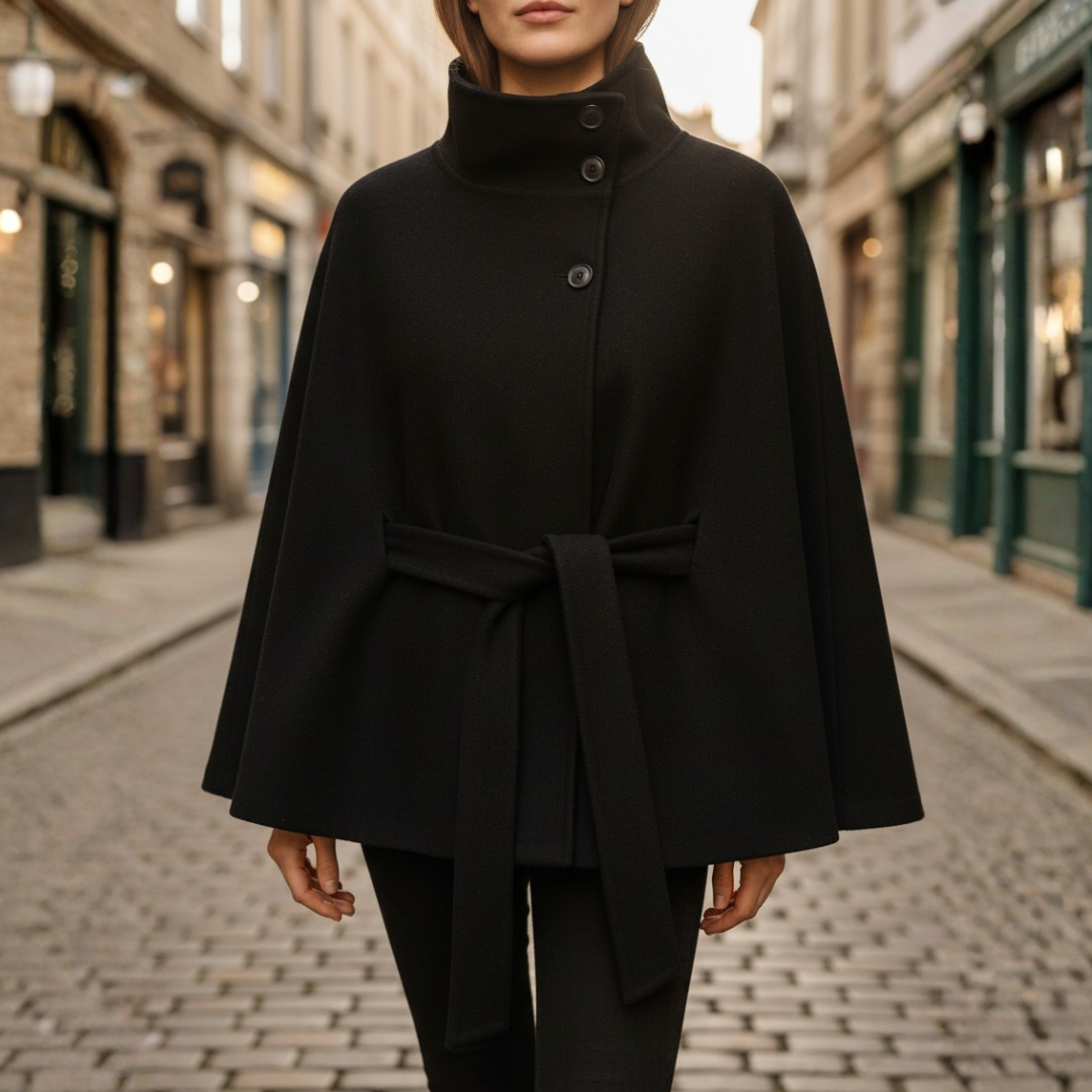 Cappotto Donna con Collo Alto e Cintura