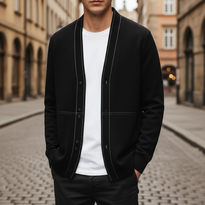 Cardigan uomo in materiale misto con bottoni maniche lunghe