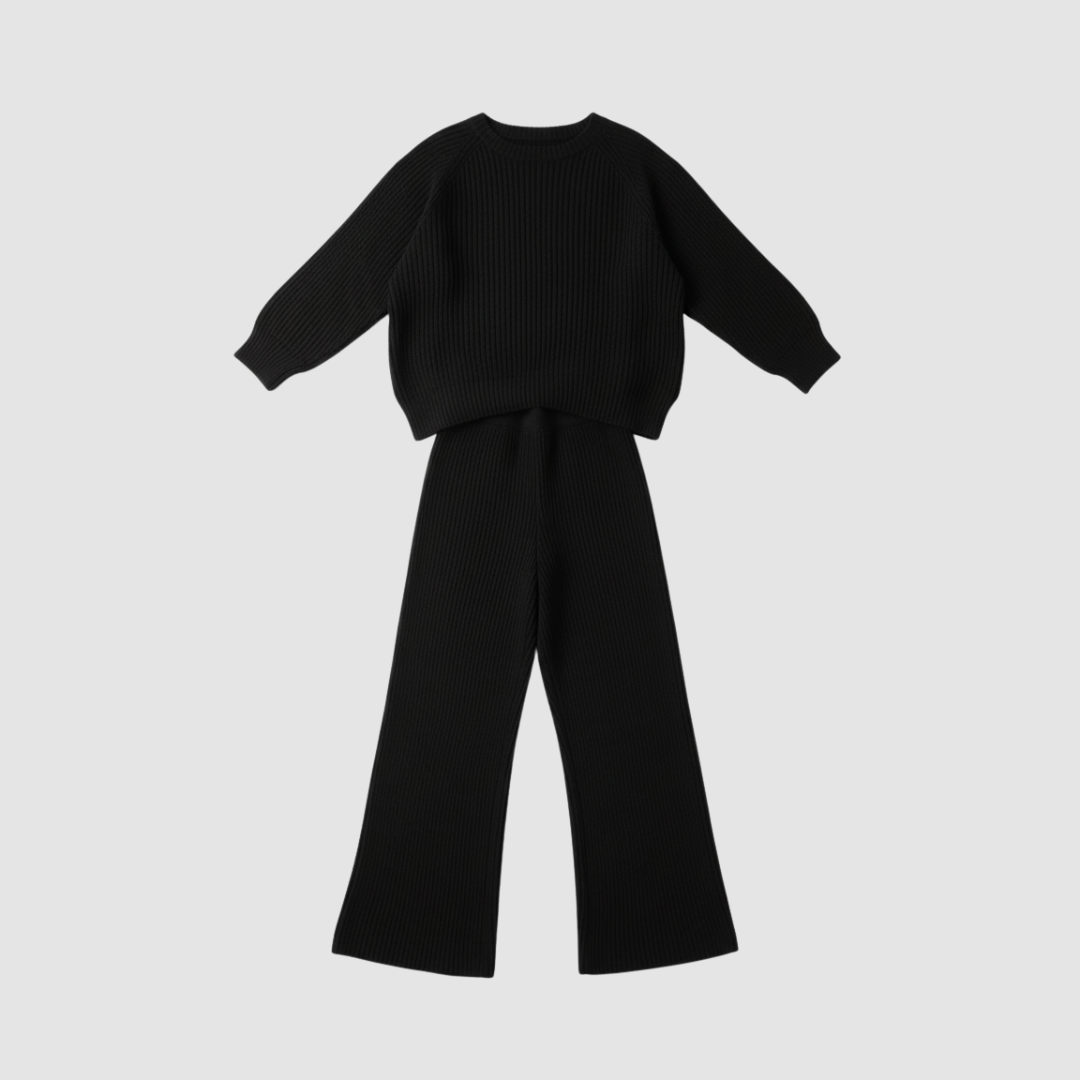 Set donna maglione e pantaloni a coste