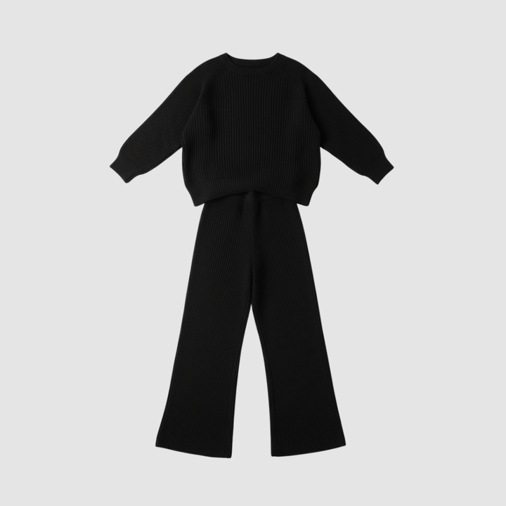 Set donna maglione e pantaloni a coste