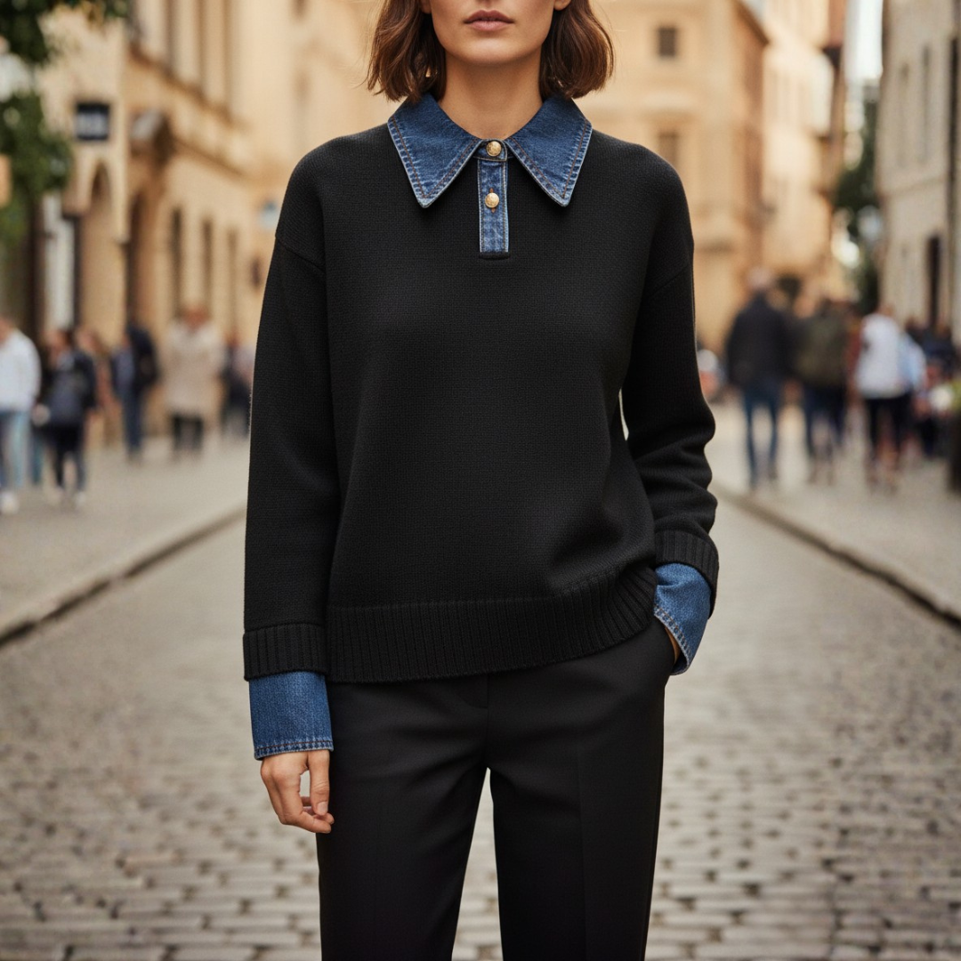 Maglione Donna in con Collo in Denim