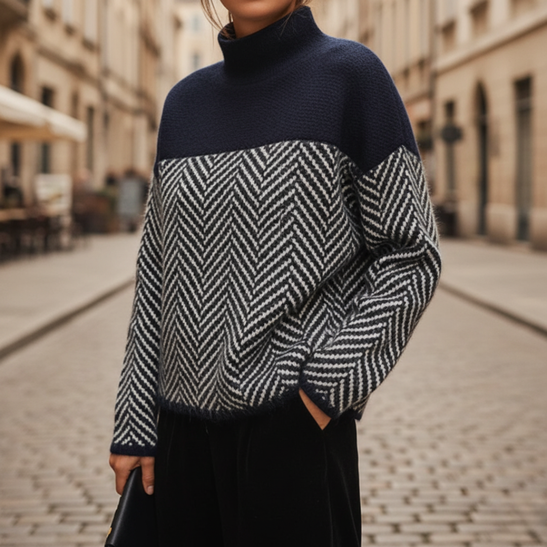 Maglione a collo alto con motivo a zig zag