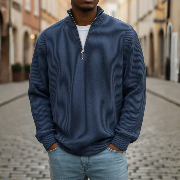 Maglione Uomo Collo Alto Zip in Maglia