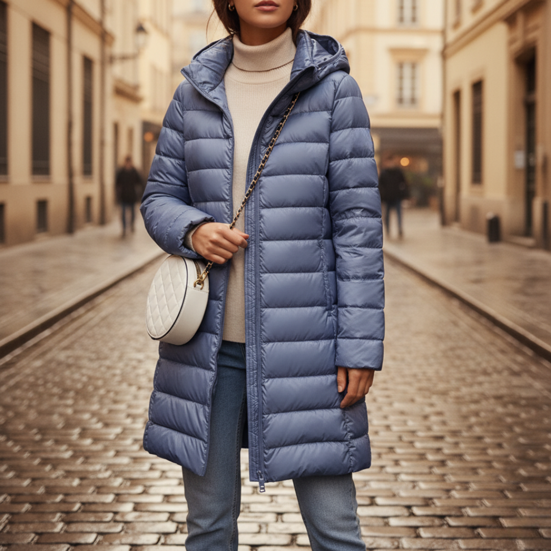 Piumino Lungo Donna Invernale con Cappuccio