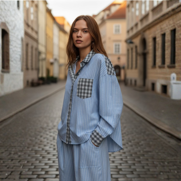 Pigiama Donna A Strisce 2 Pezzi