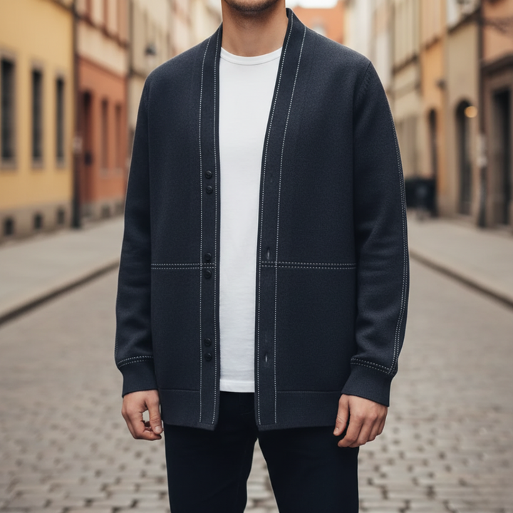 Cardigan uomo in materiale misto con bottoni maniche lunghe