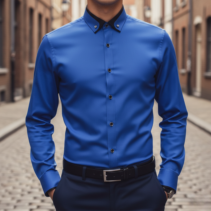 Herren Slim Fit Hemd Langarm Elegant