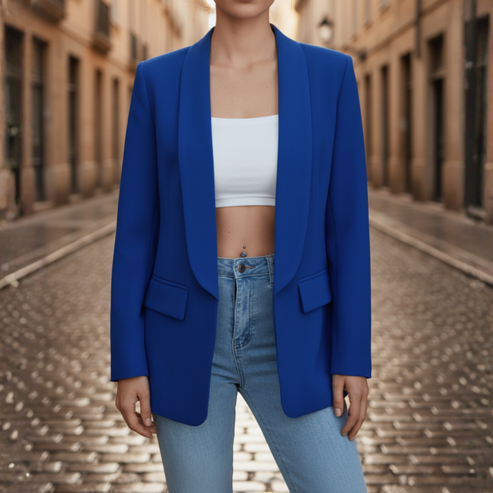 Women's Jacket in Stretch Fabric with Long Sleeves and Pockets