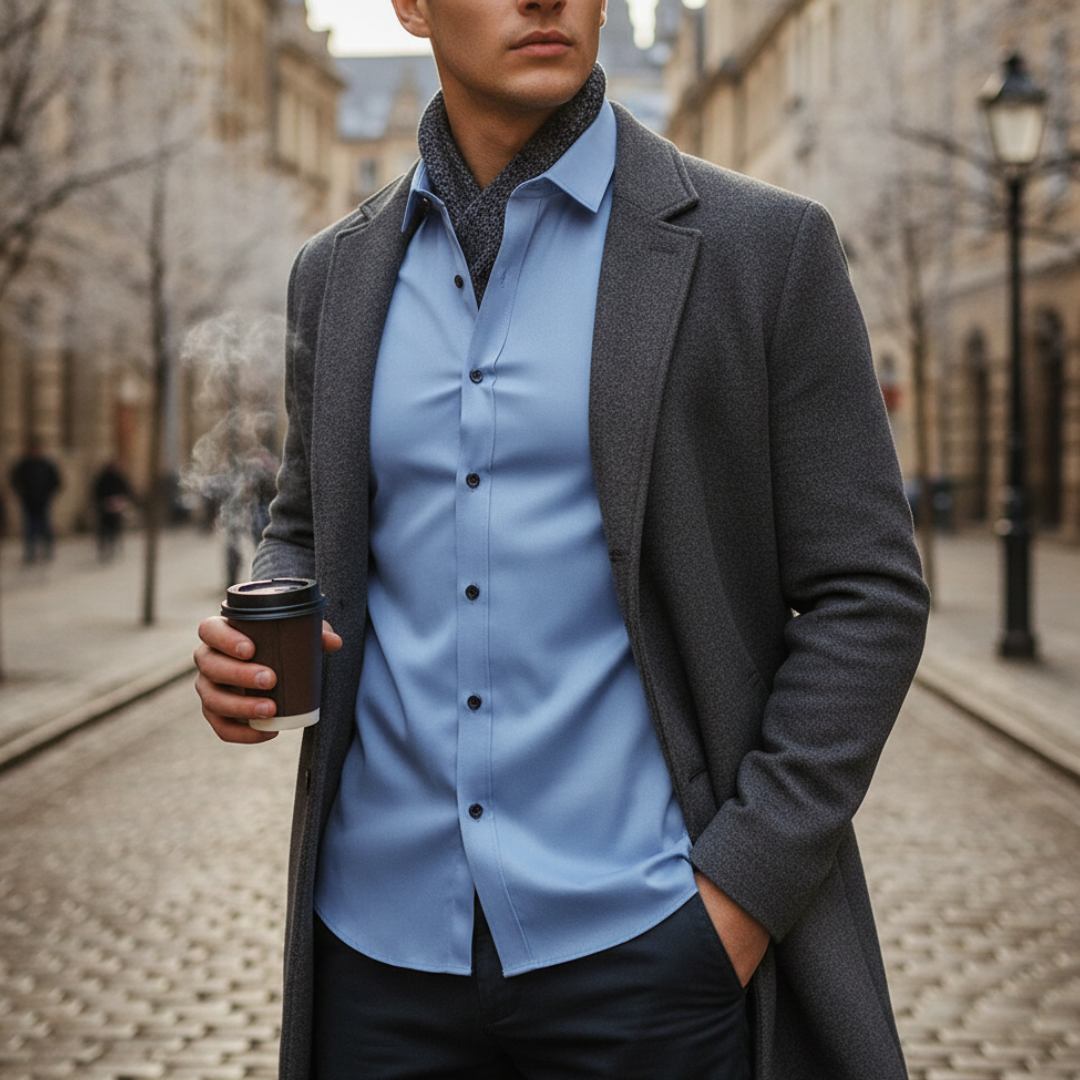 Herren Slim Fit Hemd mit langen Ärmeln