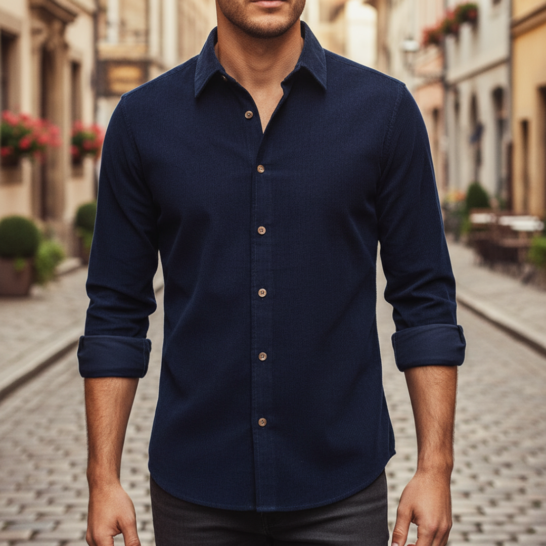 Herrenhemd Slim Cord Samt