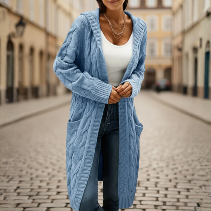 Cardigan Donna Lungo Con Tasche