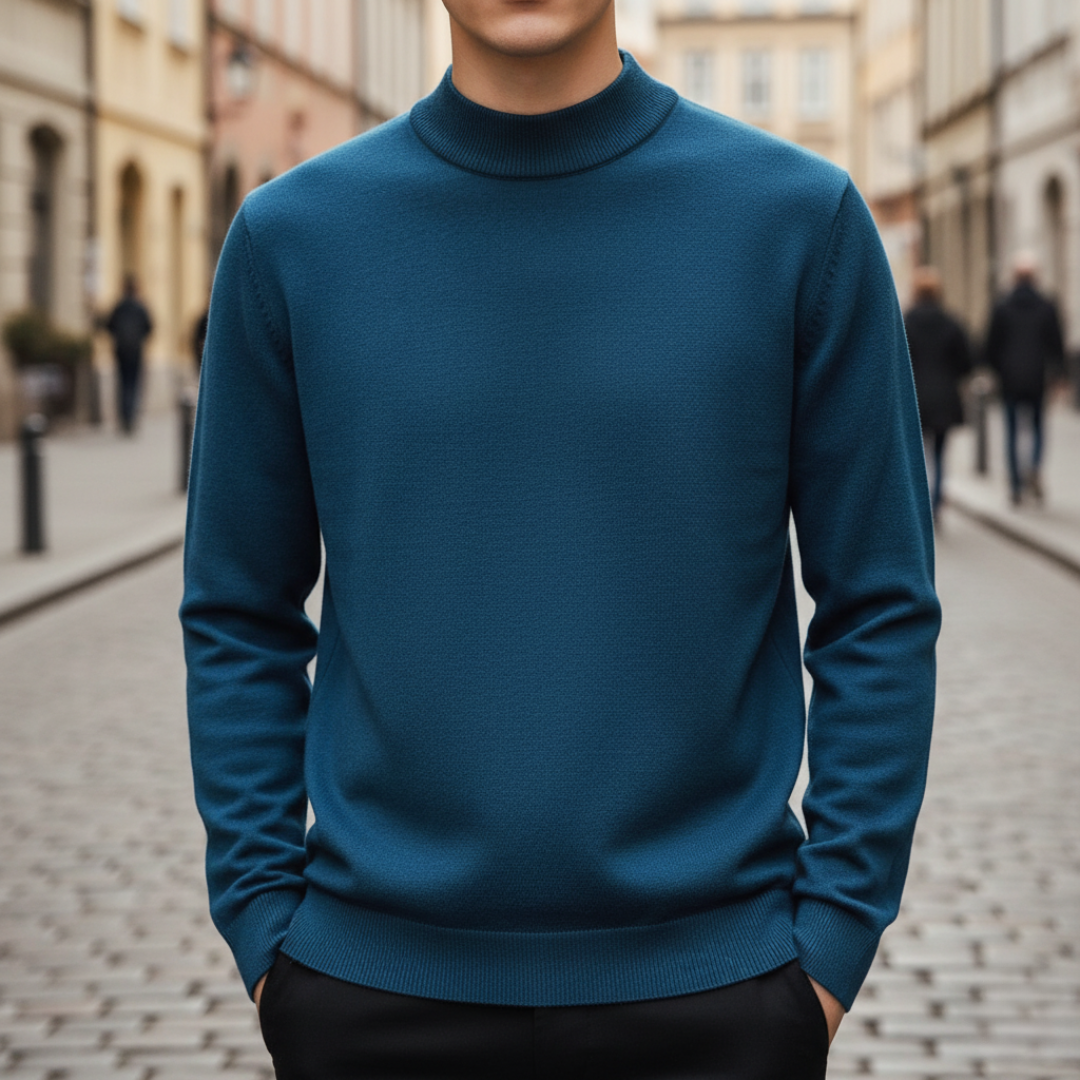 Maglione Uomo Collo Alto Maniche Lunghe