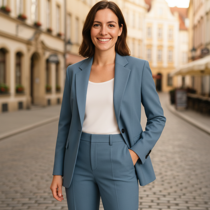 Set Completo da Donna in Tessuto con Giacca e Pantaloni