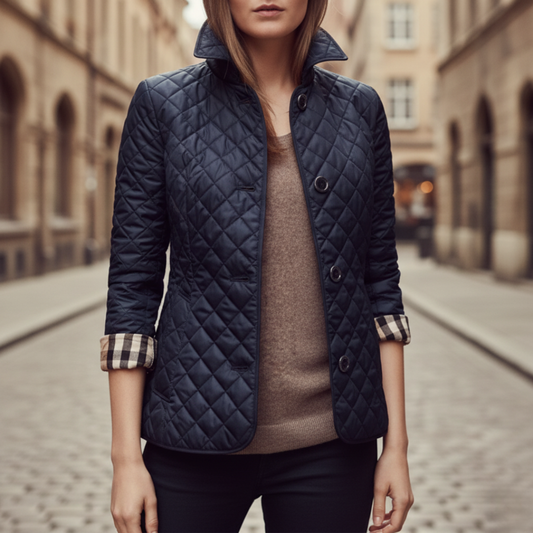 Giacca Donna Trapuntata Diamante Bottoni Leggera