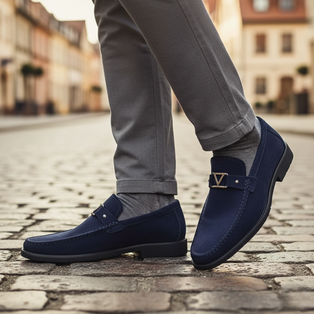 Scarpe Uomo Mocassini con Fibbia Metallica