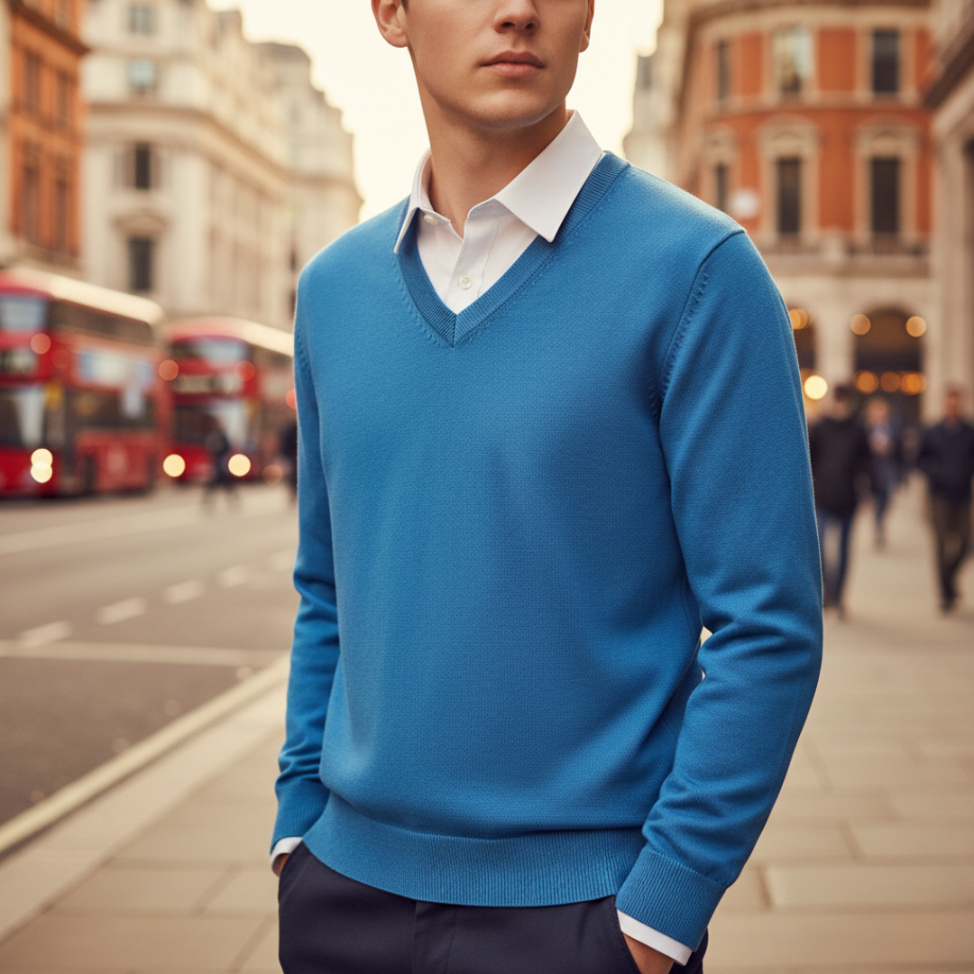 Maglione Uomo Collo a V Tessuto Morbido